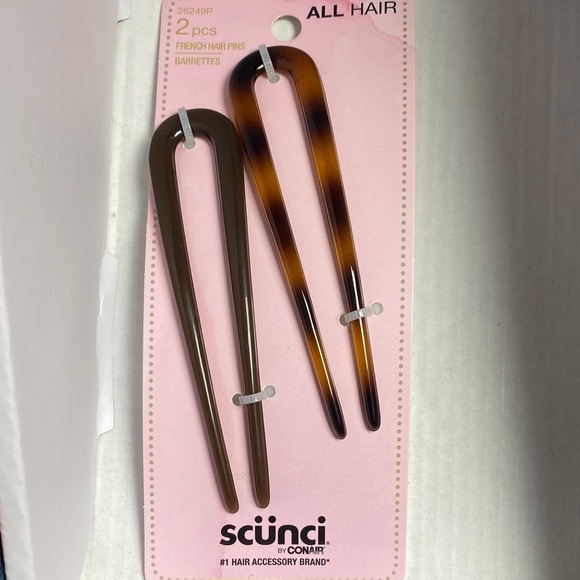 Scunci Brown and Tortoise French Hair Pins Set - Picture 2 of 7